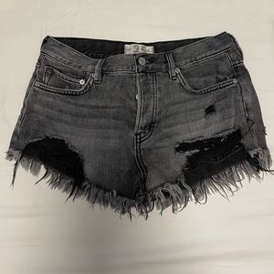 Free people low rise gray denim shorts
